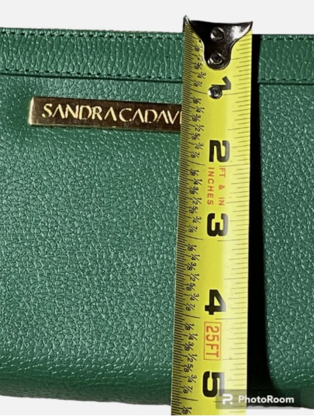 SANDRA CADAVID CHRISTINA LUXURY EMERALD GREEN LEATHER WRISTLET WALLET - Picture 2 of 7